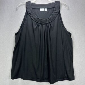 Kim Rogers Top Women's 3X Plus Black Stretch Classic Basic Dressy Work Goth